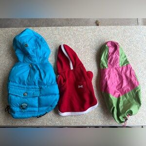 🐾 Small Dog Clothing Bundle – Winter Jacket, Fall Hoodie & Raincoat 🐾